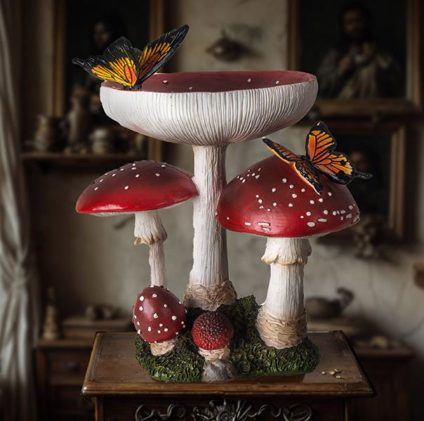Toadstool Mushrooms w/Butterflies Statue 16052