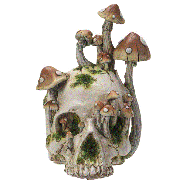 Skull w/Mushrooms Statue 15062
