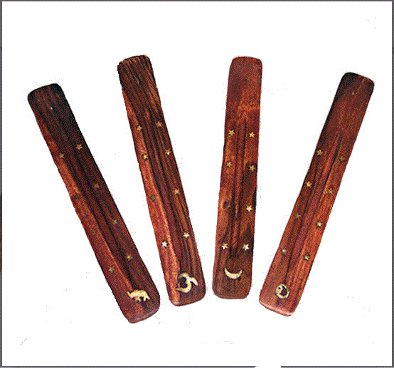 Magic Touch - Wooden Incense Boat w/Brass Inlay