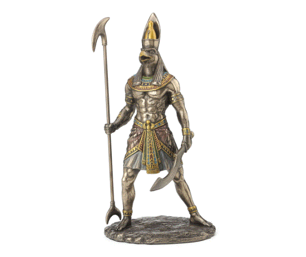 Horus Egyptian God Holding Was Scepter Bronze Statue 77465