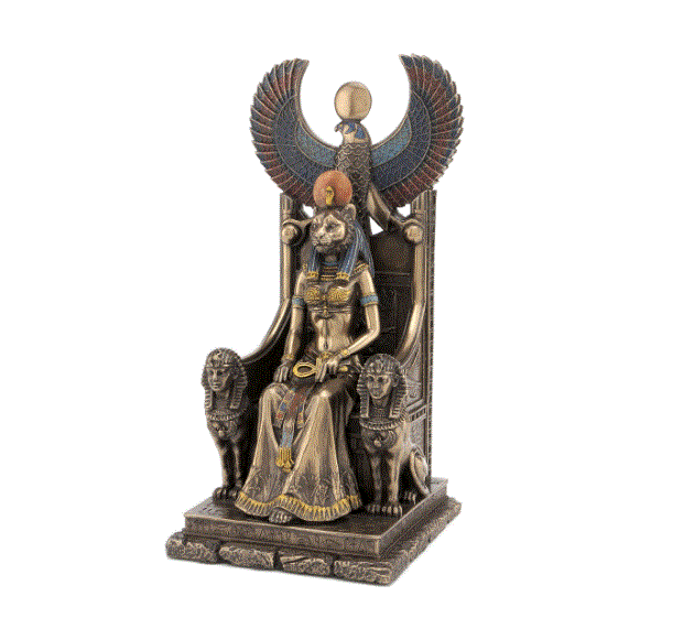 Sekhmet Egyptian Goddess Sitting In Throne Bronze Statue 76715