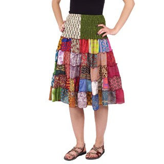 RECYCLED SARI PATCHWORK SKIRT 8132