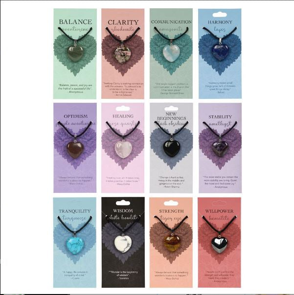 Carded Crystal Heart Pendant Necklace