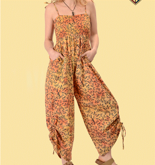 Gypsy Rose - Tye Dye Cotton Butterfly Print Cinche Leg Jumper