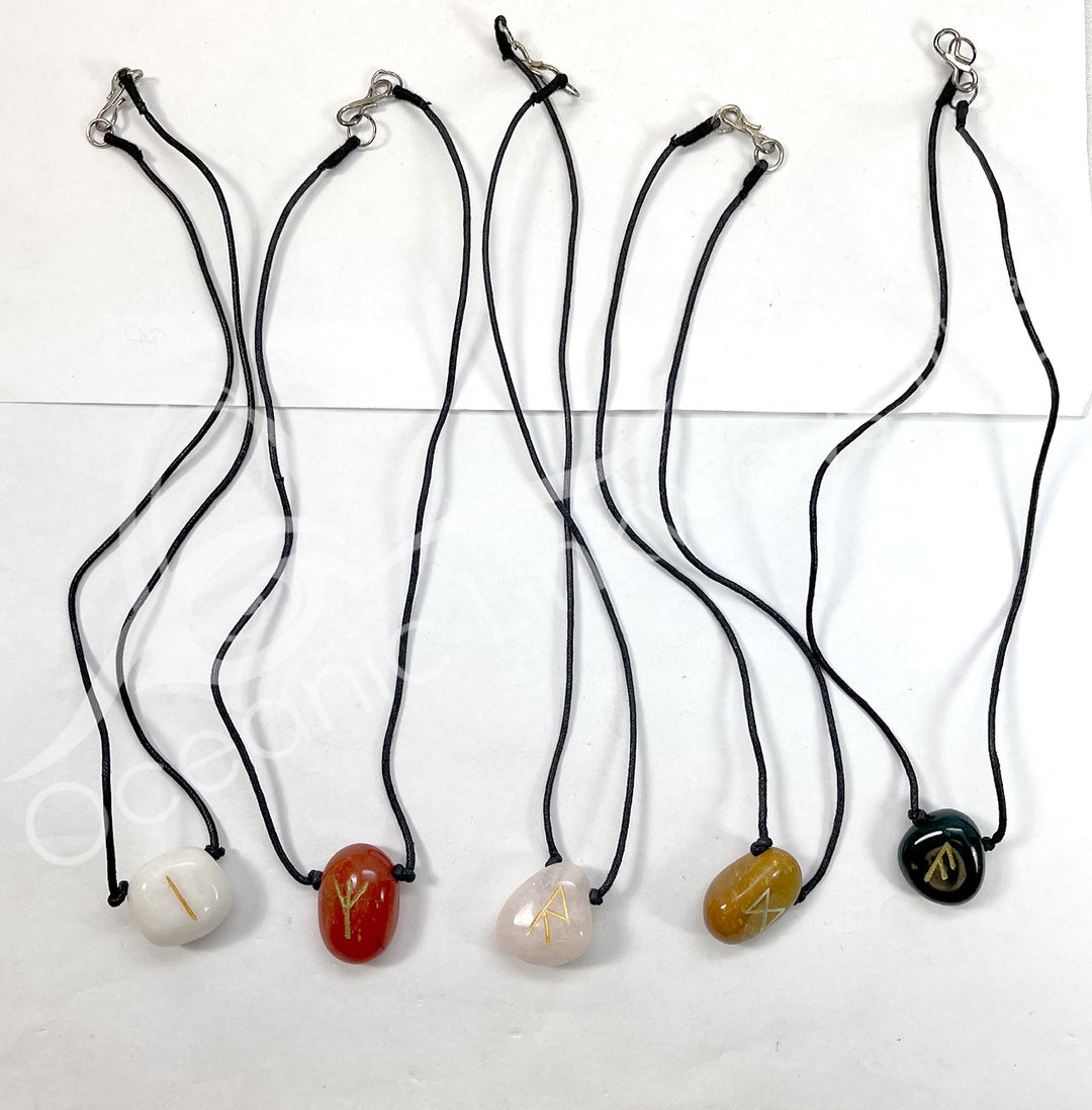 Stone Rune Corded Necklace