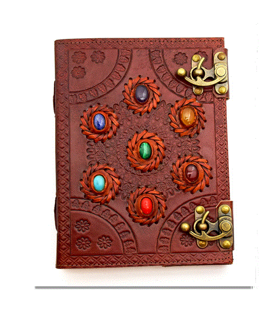 Leather Embossed Journal w/Chakra Stones