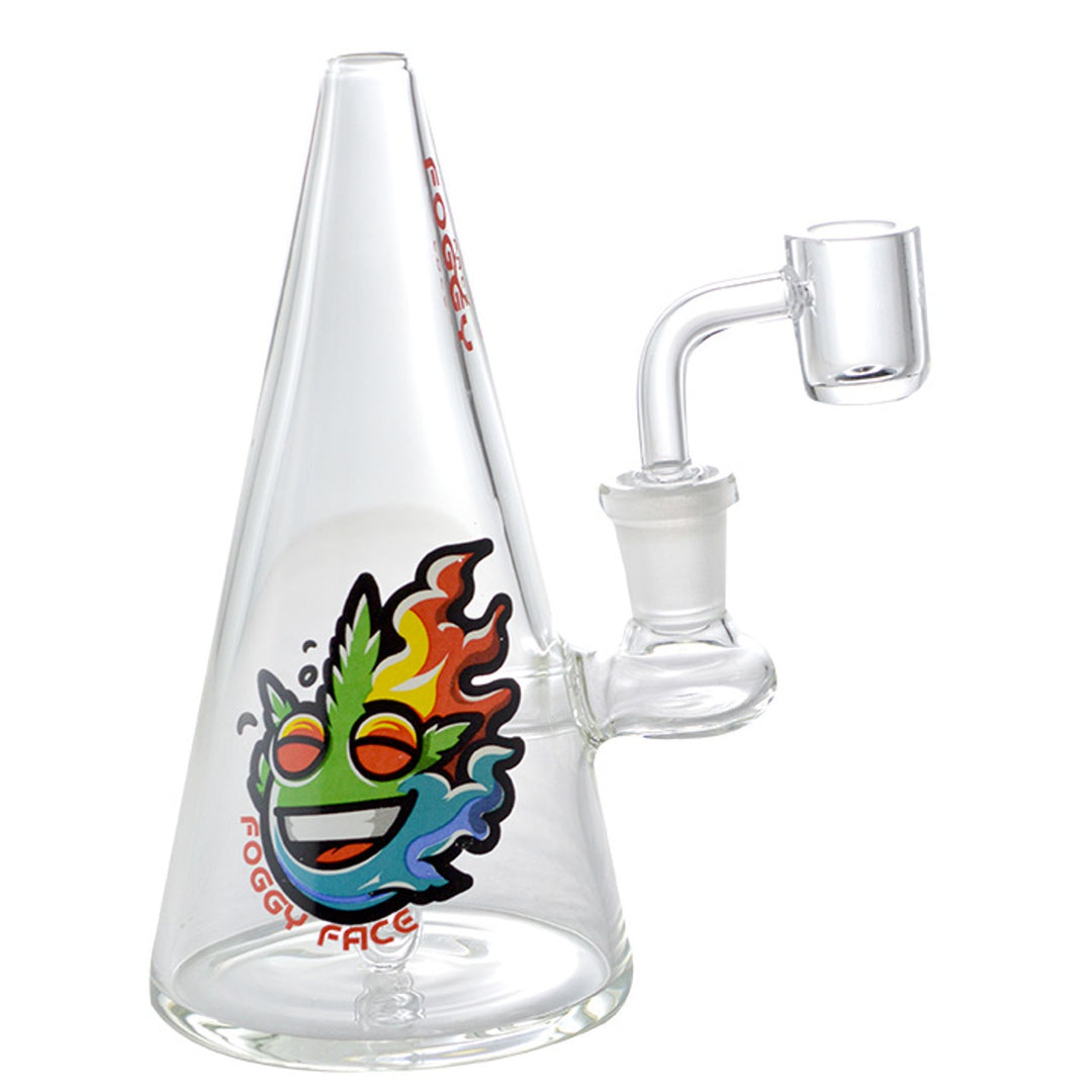 Glass Art - Watervase - Foggy Face - 14mm - 6in - Foggy Face - Pyramid Rig