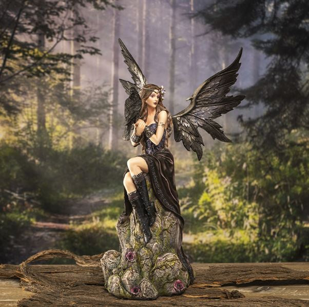 Gothic Fairy w/Crow Statue 15284