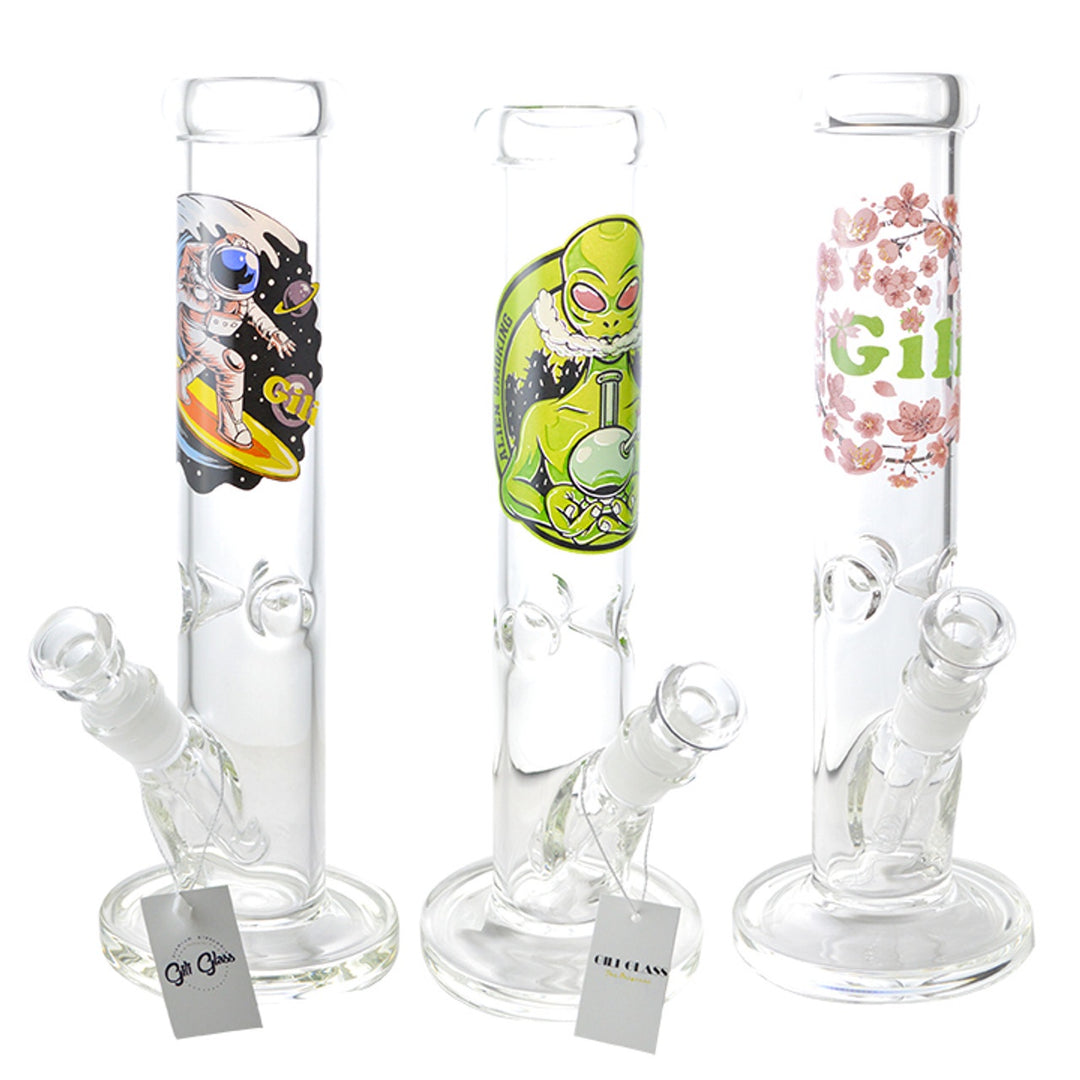 Glass Art - Watervase - Gili Glass - 14mm - 12in - Straight Tube w/ Ice Pinch