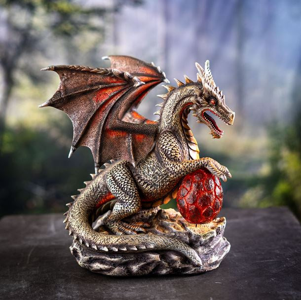 Fire Dragon w/LED Egg Statue 16305
