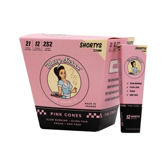 Blazy Susan Pink Pre-Rolled 53mm Shorty Cones 12pk