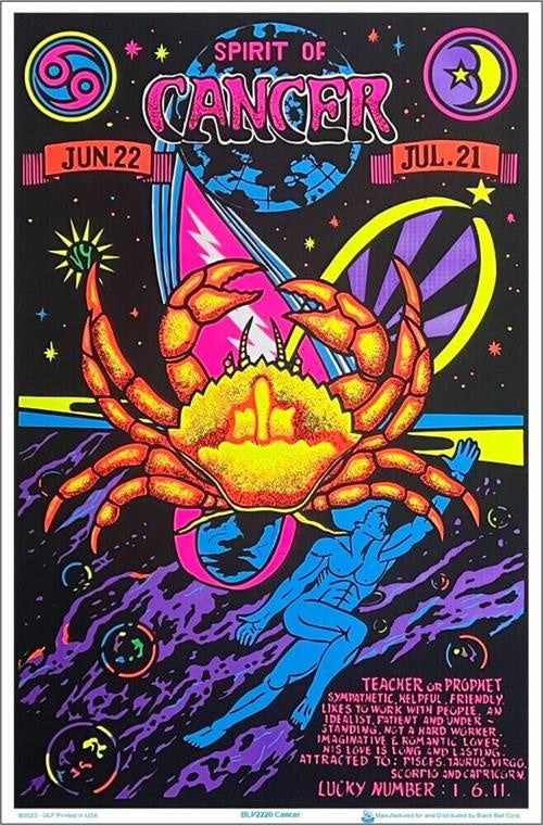 Cancer Zodiac Sign Blacklight Poster