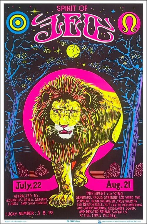 Leo Zodiac Sign Blacklight Poster