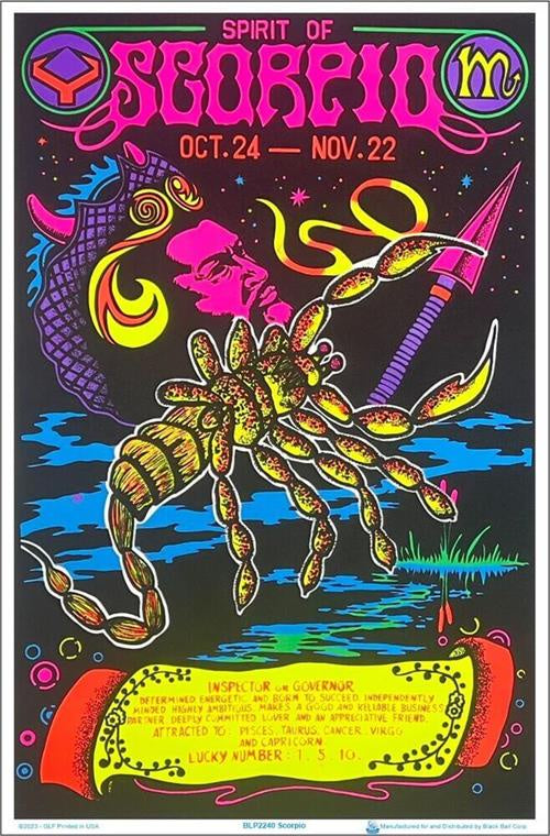 Scorpio Zodiac Sign Blacklight Poster