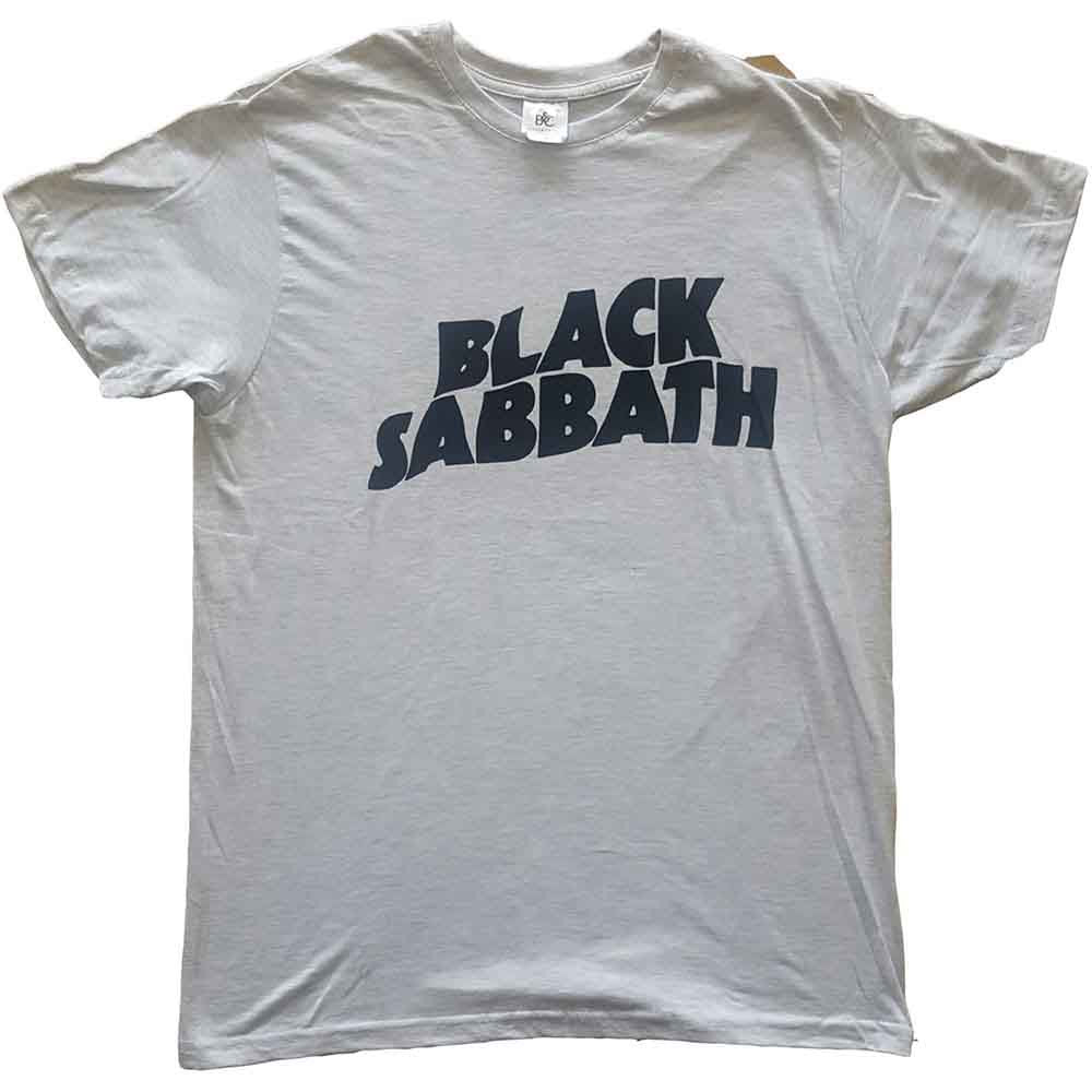 Black Sabbath Unisex T-Shirt - Black Wavy Logo (Grey)