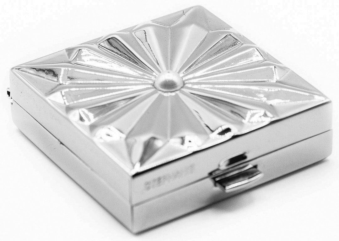 Square Shaped Pocket Purse Pill Box & Organizer (Silver Shimmer)