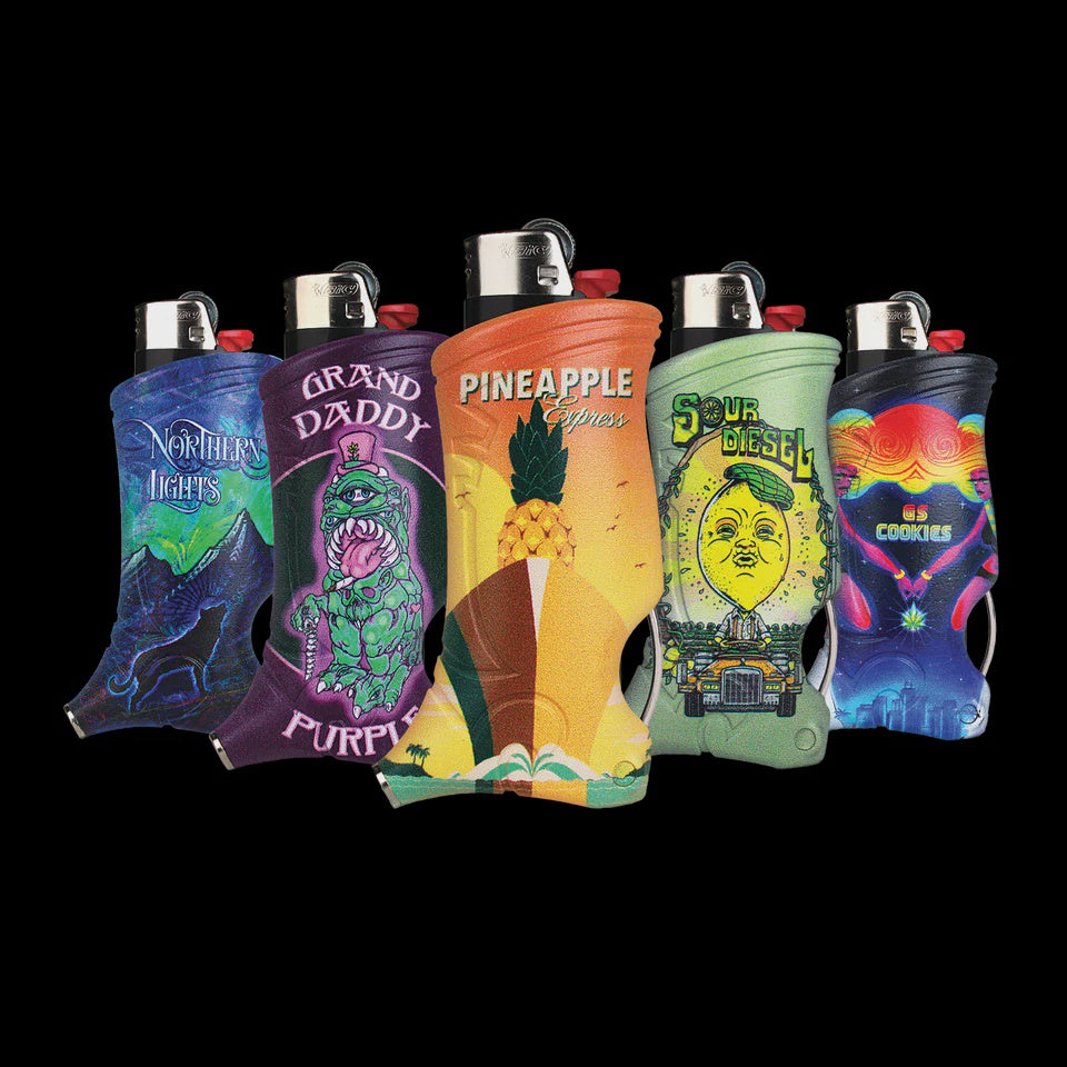 Toker Poker "Strains" Lighter Sleeve - Bic