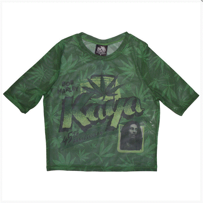 Bob Marley Ladies Crop Top - Kaya (Green) (Mesh)