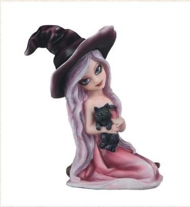 Witch Girl in Pink w/Cat Statue 91974