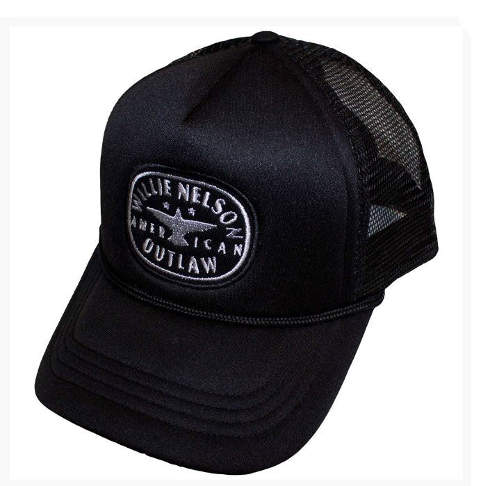 Willie Nelson Unisex Mesh Back Cap - Outlaw (Black)