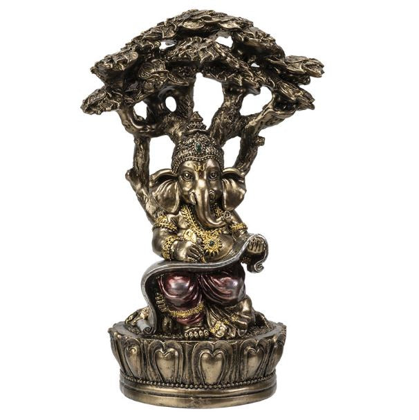Ganesha Reading Under Tree Statue 14718