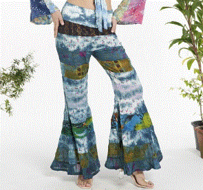 KT - Tie Dye Multi-Patch Bell Bottom Rayon Pants