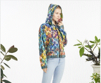 Tie Dye Zip Up Hoodie w/Edge to Edge Prints