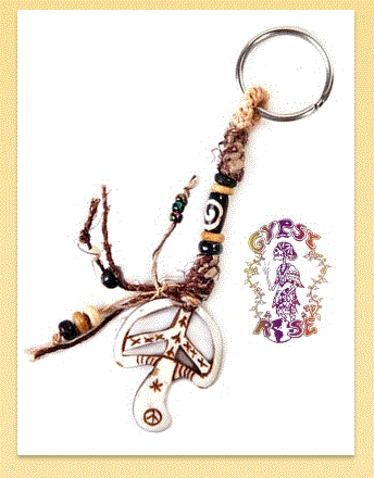 Gypsy Rose - "Peace Mushroom" Carved Bone Keychain