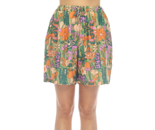 Lakhay's - Mushroom Love Print Beach Shorts