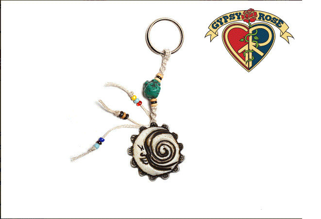 Gypsy Rose - "Moon Dream" Carved Bone Keychain