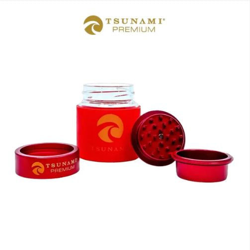 Tsunami Premium 2 N 1 Metal Herb Grinder & Airtight Glass Jar