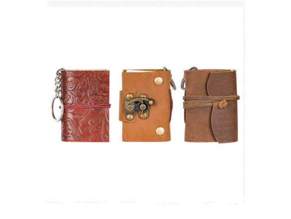 Keychain Leather Journal w/Assorted Designs 2962