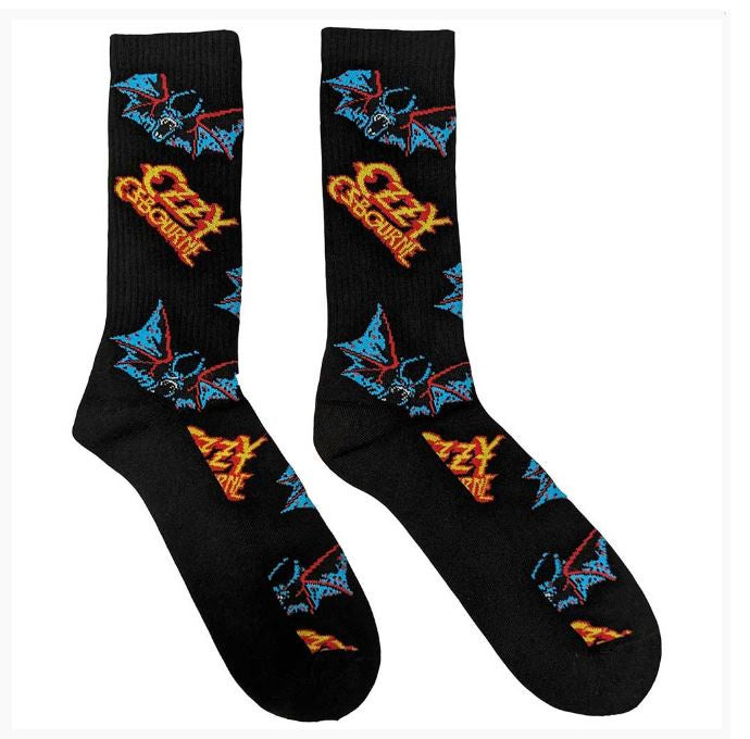 Ozzy Osbourne Unisex Ankle Socks: Logos & Bats (Black)