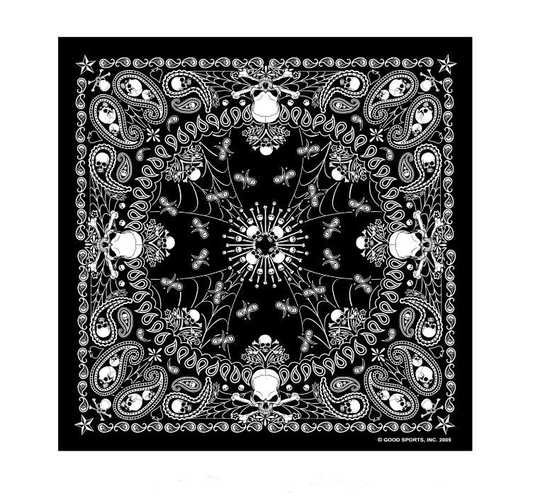 Hot Leathers - Black Paisley Skull Bandana