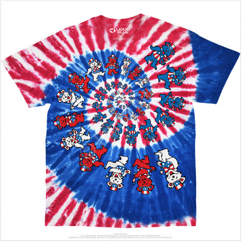 Liquid Blue - Grateful Dead Patriotic Spiral Bears Tie Dye T-Shirt