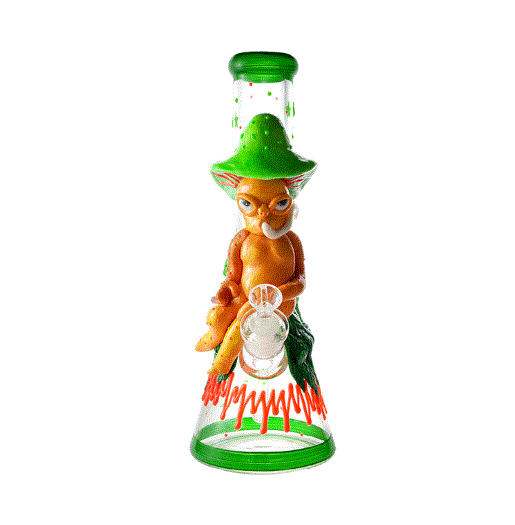 Skeye - 12" Glass Watervase 14mm Beaker Ice Pinch Polyresin - High Alien - Glow in the Dark