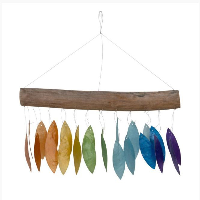 Pointed Rainbow Capiz Shells Windchime 64574