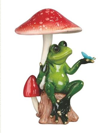Frog w/Mushroom Statue 61316