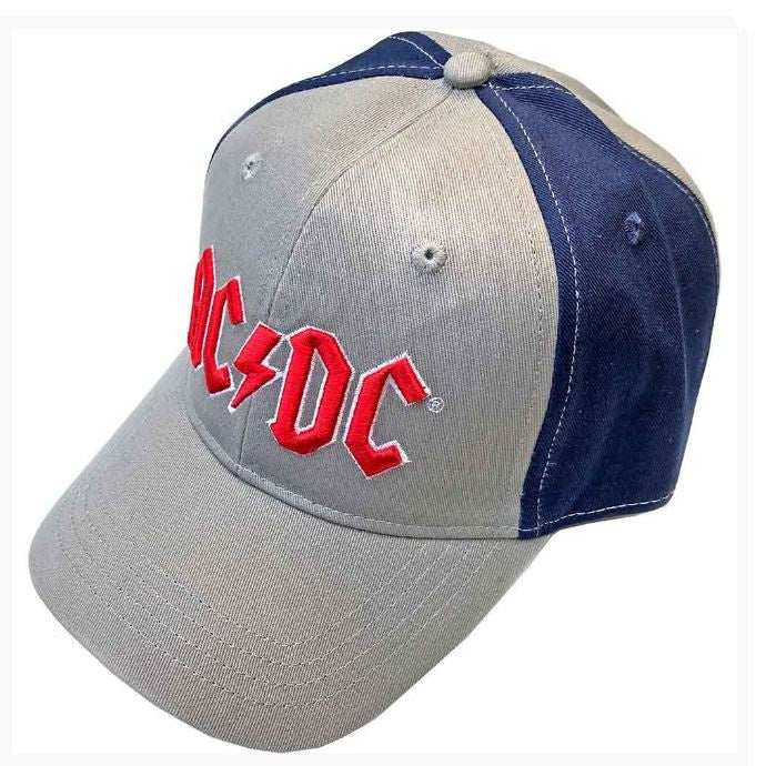 AC/DC Unisex Baseball Cap - Red Logo (Grey & Navy Blue) (2-Tone)