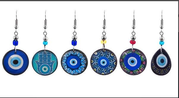 Acrylic Evil Eye Nazar Dangle Earrings