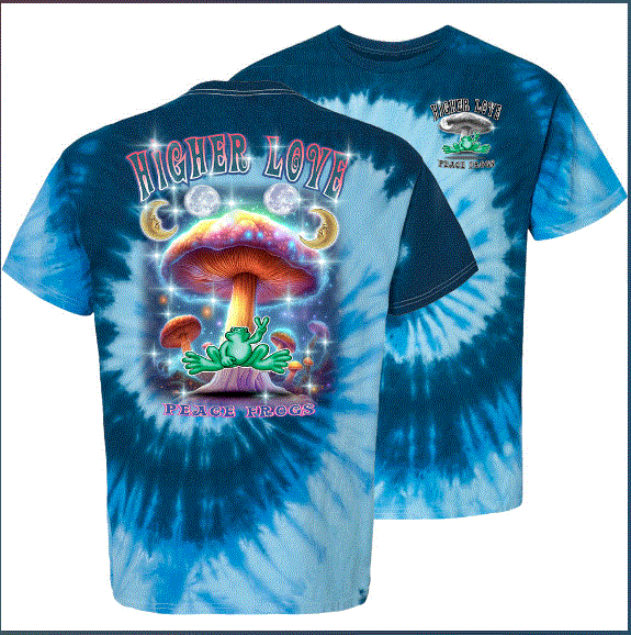 Peace Frogs Higher Love Frog Blue Tie-Dye T-Shirt