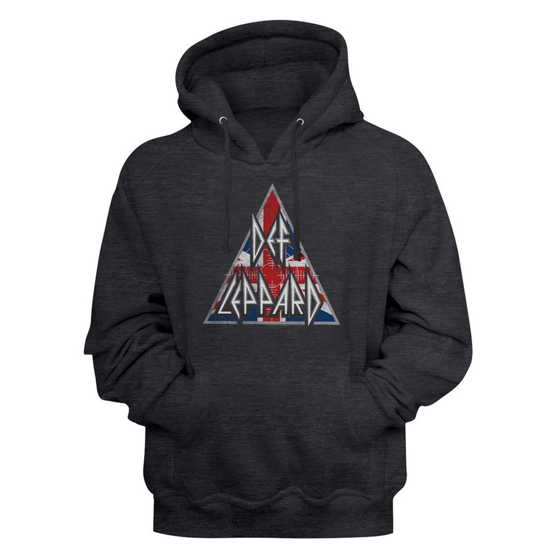Def Leppard Brit Logo Charcoal Heather Adult Pullover Hoodie Sweatshirt