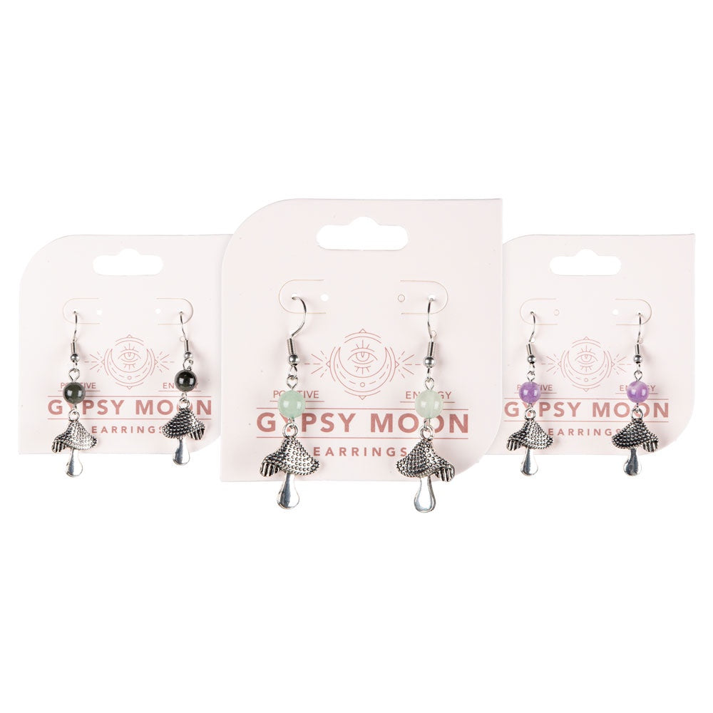 Gemstone Mushroom Earrings
