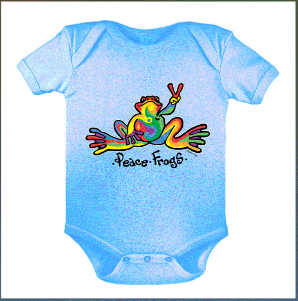 Peace Frogs Retro Infant Short Sleeve Onesie