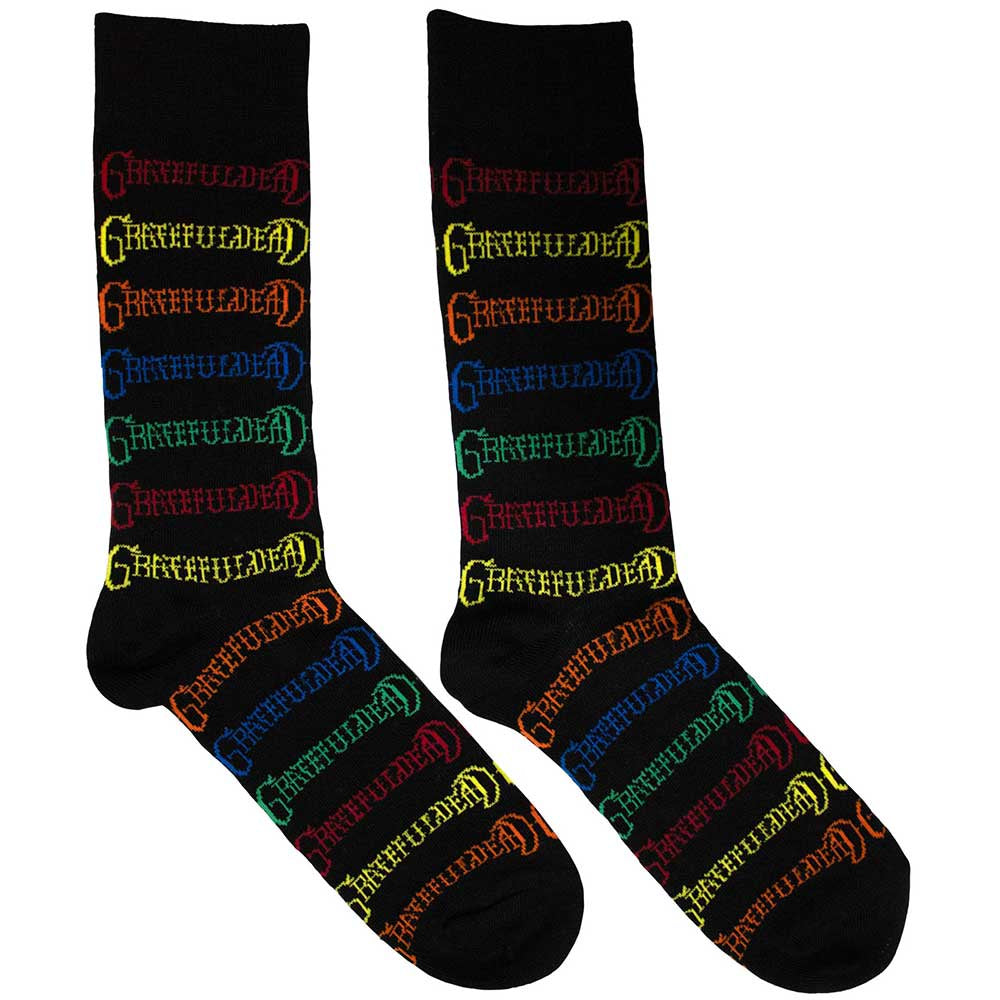 Grateful Dead Unisex Ankle Socks: Coloured Logos Pattern (Black)