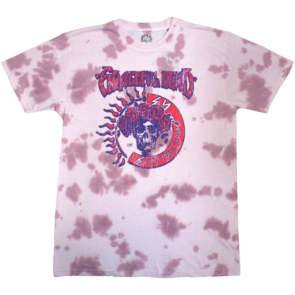 GRATEFUL DEAD UNISEX T-SHIRT: 60 YEARS SO FAR (PINK) (WASH COLLECTION)