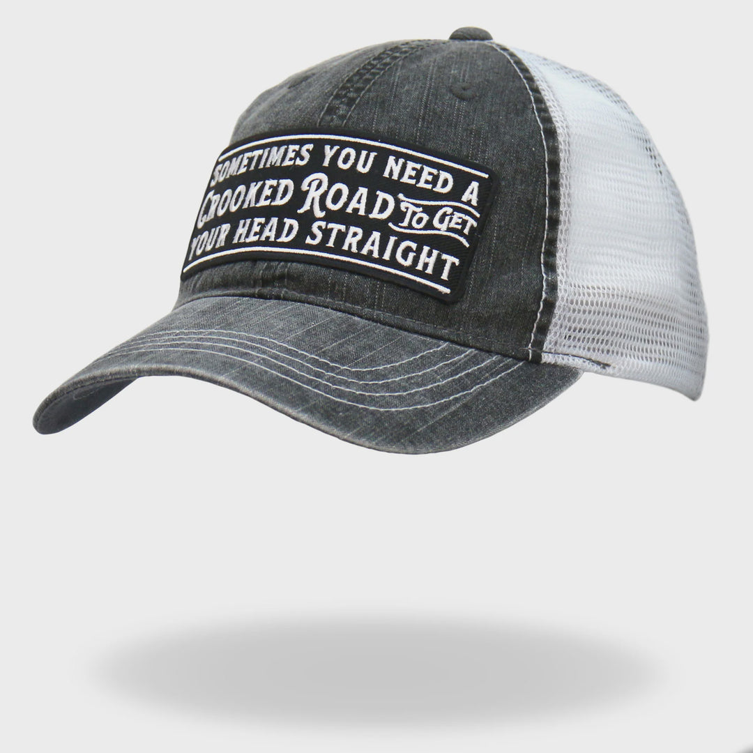 Crooked Road Gray And White Trucker Hat