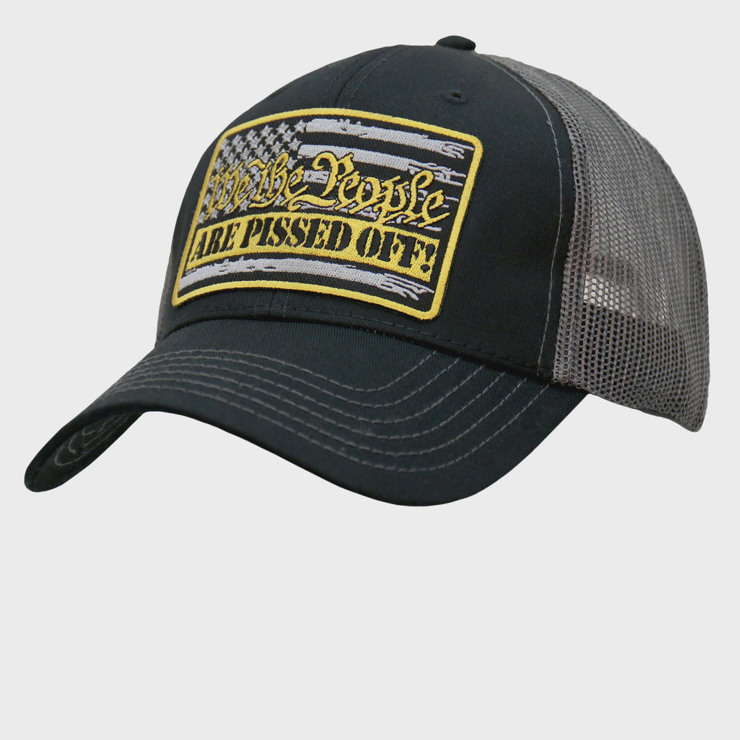 Hot Leathers We The People Black and Grey Trucker Hat GSH1056