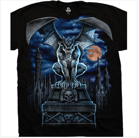 Liquid Blue - Gargoyle Moon Black T-Shirt