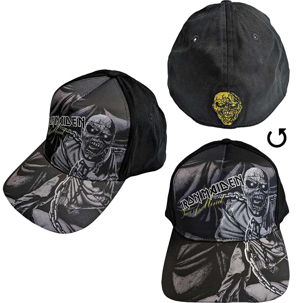 IRON MAIDEN UNISEX BASEBALL CAP: PIECE OF MIND GREYSCALE